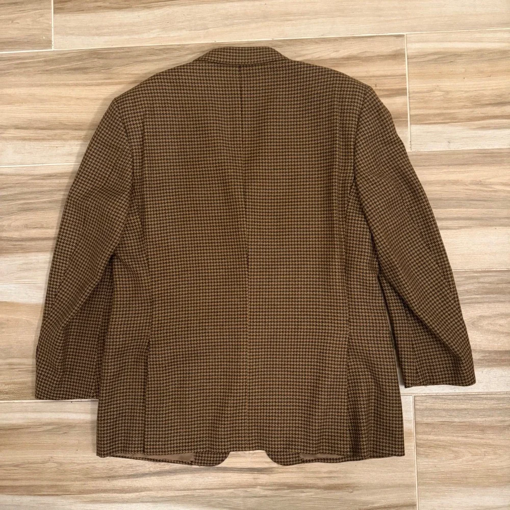 Vintage CANALI Sport Coat Jacket Men 42S EU 52C Brown Wool Houndstooth 3 Button